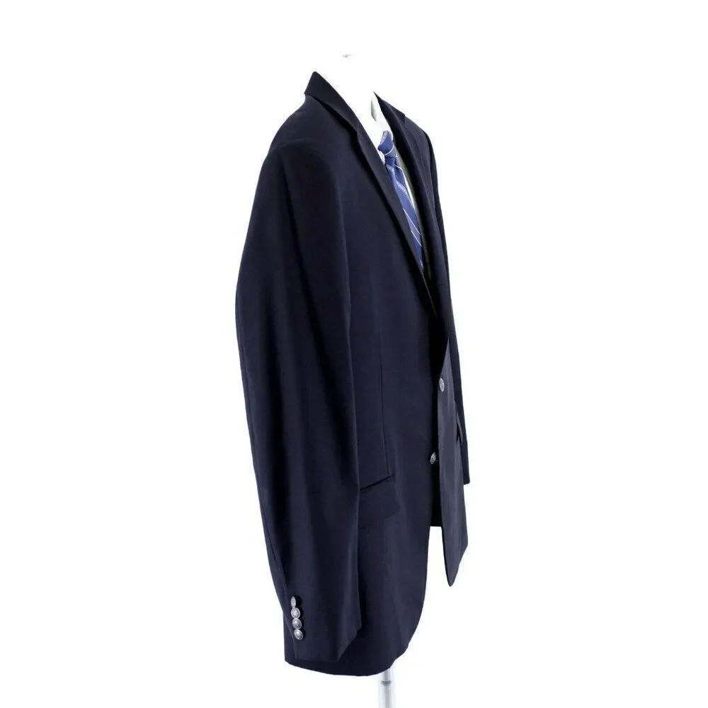 Hart Schaffner Marx Blue Thick Wool 2 Silver Button Blazer 44L‎ / Slim 46L